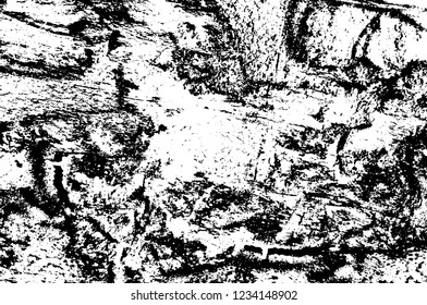 Grunge overlay layer. Abstract black and white vector background. Monochrome vintage surface with dirty pattern in cracks, spots, dots. Old wall in dark horror style design