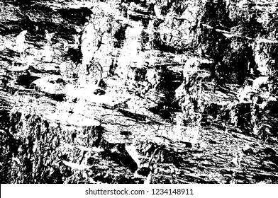 Grunge overlay layer. Abstract black and white vector background. Monochrome vintage surface with dirty pattern in cracks, spots, dots. Old wall in dark horror style design