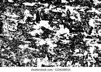 Grunge overlay layer. Abstract black and white vector background. Monochrome vintage surface with dirty pattern in cracks, spots, dots. Old wall in dark horror style design