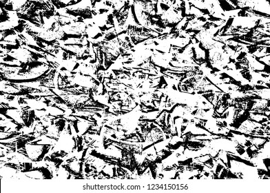 Grunge overlay layer. Abstract black and white vector background. Monochrome vintage surface with dirty pattern in cracks, spots, dots. Old wall in dark horror style design