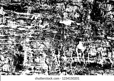 Grunge overlay layer. Abstract black and white vector background. Monochrome vintage surface with dirty pattern in cracks, spots, dots. Old wall in dark horror style design