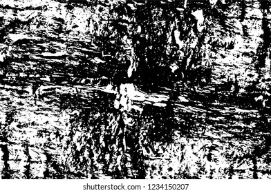 Grunge overlay layer. Abstract black and white vector background. Monochrome vintage surface with dirty pattern in cracks, spots, dots. Old wall in dark horror style design