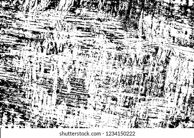 Grunge overlay layer. Abstract black and white vector background. Monochrome vintage surface with dirty pattern in cracks, spots, dots. Old wall in dark horror style design