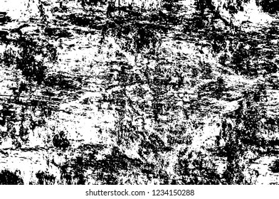 Grunge overlay layer. Abstract black and white vector background. Monochrome vintage surface with dirty pattern in cracks, spots, dots. Old wall in dark horror style design