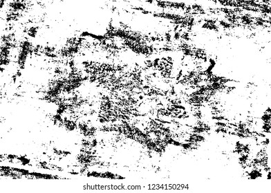 Grunge overlay layer. Abstract black and white vector background. Monochrome vintage surface with dirty pattern in cracks, spots, dots. Old wall in dark horror style design