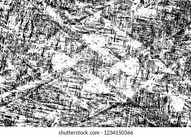 Grunge overlay layer. Abstract black and white vector background. Monochrome vintage surface with dirty pattern in cracks, spots, dots. Old wall in dark horror style design