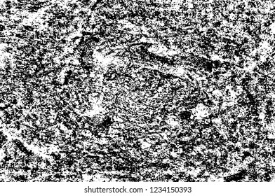 Grunge overlay layer. Abstract black and white vector background. Monochrome vintage surface with dirty pattern in cracks, spots, dots. Old wall in dark horror style design