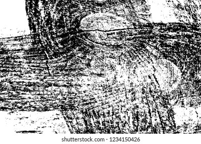 Grunge overlay layer. Abstract black and white vector background. Monochrome vintage surface with dirty pattern in cracks, spots, dots. Old wall in dark horror style design