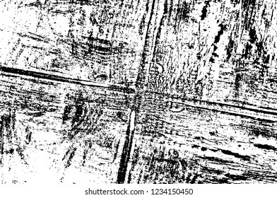 Grunge overlay layer. Abstract black and white vector background. Monochrome vintage surface with dirty pattern in cracks, spots, dots. Old wall in dark horror style design