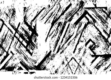 Grunge overlay layer. Abstract black and white vector background. Monochrome vintage surface with dirty pattern in cracks, spots, dots. Old wall in dark horror style design