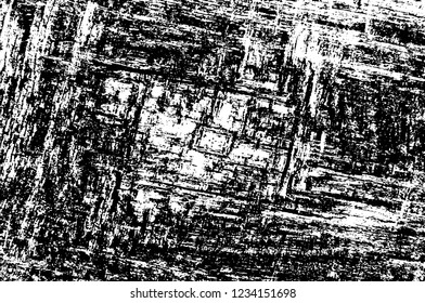 Grunge overlay layer. Abstract black and white vector background. Monochrome vintage surface with dirty pattern in cracks, spots, dots. Old wall in dark horror style design