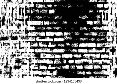 Grunge overlay layer. Abstract black and white vector background. Monochrome vintage surface with dirty pattern in cracks, spots, dots. Old wall in dark horror style design