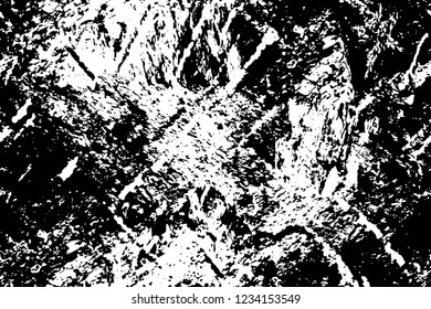 Grunge overlay layer. Abstract black and white vector background. Monochrome vintage surface with dirty pattern in cracks, spots, dots. Old wall in dark horror style design