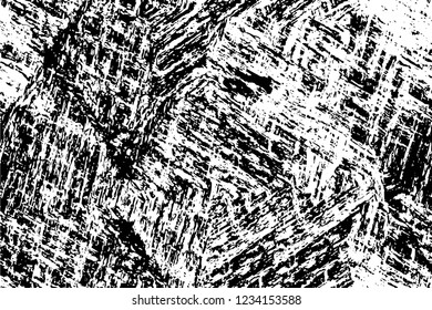Grunge overlay layer. Abstract black and white vector background. Monochrome vintage surface with dirty pattern in cracks, spots, dots. Old wall in dark horror style design