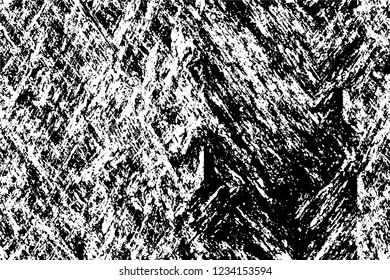Grunge overlay layer. Abstract black and white vector background. Monochrome vintage surface with dirty pattern in cracks, spots, dots. Old wall in dark horror style design