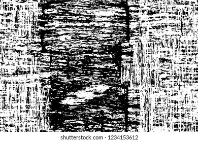 Grunge overlay layer. Abstract black and white vector background. Monochrome vintage surface with dirty pattern in cracks, spots, dots. Old wall in dark horror style design