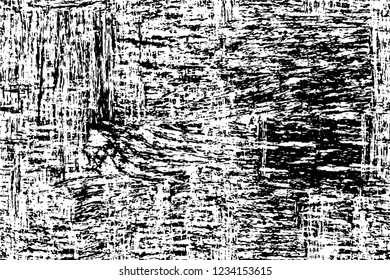Grunge overlay layer. Abstract black and white vector background. Monochrome vintage surface with dirty pattern in cracks, spots, dots. Old wall in dark horror style design