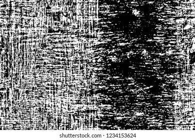 Grunge overlay layer. Abstract black and white vector background. Monochrome vintage surface with dirty pattern in cracks, spots, dots. Old wall in dark horror style design