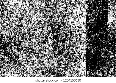 Grunge overlay layer. Abstract black and white vector background. Monochrome vintage surface with dirty pattern in cracks, spots, dots. Old wall in dark horror style design