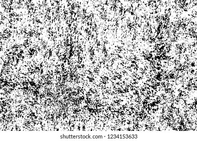 Grunge overlay layer. Abstract black and white vector background. Monochrome vintage surface with dirty pattern in cracks, spots, dots. Old wall in dark horror style design