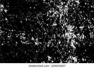 Grunge overlay layer. Abstract black and white vector background. Monochrome vintage surface with dirty pattern in cracks, spots, dots. Old wall in dark horror style design
