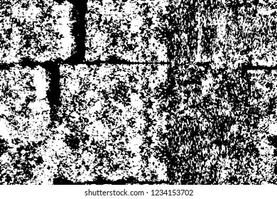 Grunge overlay layer. Abstract black and white vector background. Monochrome vintage surface with dirty pattern in cracks, spots, dots. Old wall in dark horror style design