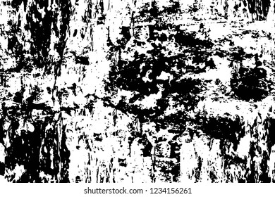 Grunge overlay layer. Abstract black and white vector background. Monochrome vintage surface with dirty pattern in cracks, spots, dots. Old wall in dark horror style design