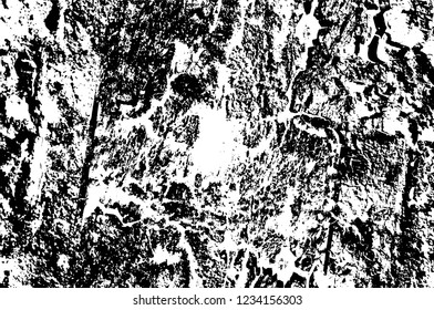 Grunge overlay layer. Abstract black and white vector background. Monochrome vintage surface with dirty pattern in cracks, spots, dots. Old wall in dark horror style design