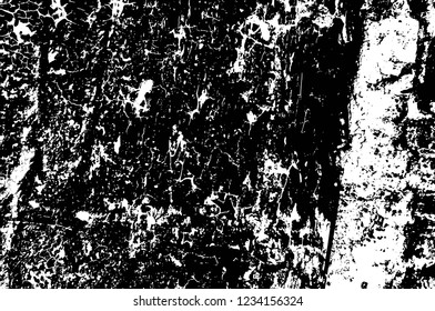 Grunge overlay layer. Abstract black and white vector background. Monochrome vintage surface with dirty pattern in cracks, spots, dots. Old wall in dark horror style design