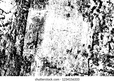 Grunge overlay layer. Abstract black and white vector background. Monochrome vintage surface with dirty pattern in cracks, spots, dots. Old wall in dark horror style design