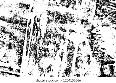 Grunge overlay layer. Abstract black and white vector background. Monochrome vintage surface with dirty pattern in cracks, spots, dots. Old wall in dark horror style design