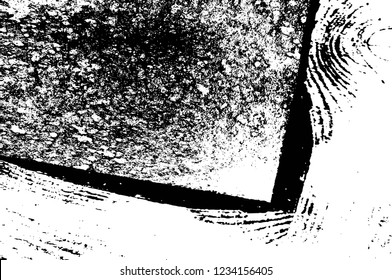 Grunge overlay layer. Abstract black and white vector background. Monochrome vintage surface with dirty pattern in cracks, spots, dots. Old wall in dark horror style design
