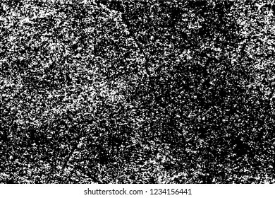 Grunge overlay layer. Abstract black and white vector background. Monochrome vintage surface with dirty pattern in cracks, spots, dots. Old wall in dark horror style design