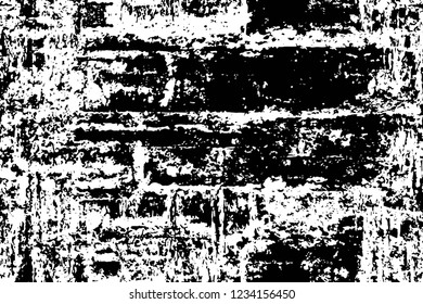 Grunge overlay layer. Abstract black and white vector background. Monochrome vintage surface with dirty pattern in cracks, spots, dots. Old wall in dark horror style design