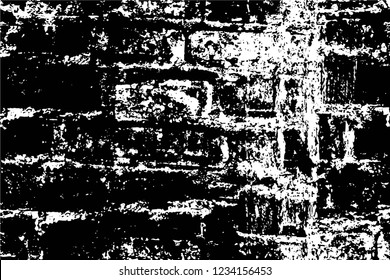 Grunge overlay layer. Abstract black and white vector background. Monochrome vintage surface with dirty pattern in cracks, spots, dots. Old wall in dark horror style design