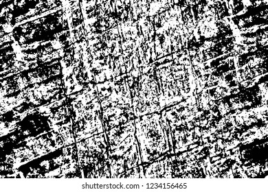 Grunge overlay layer. Abstract black and white vector background. Monochrome vintage surface with dirty pattern in cracks, spots, dots. Old wall in dark horror style design
