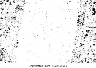 Grunge overlay layer. Abstract black and white vector background. Monochrome vintage surface with dirty pattern in cracks, spots, dots. Old wall in dark horror style design