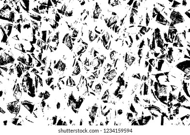 Grunge overlay layer. Abstract black and white vector background. Monochrome vintage surface with dirty pattern in cracks, spots, dots. Old wall in dark horror style design