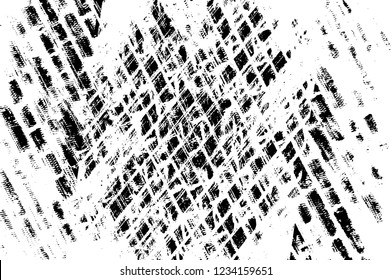 Grunge overlay layer. Abstract black and white vector background. Monochrome vintage surface with dirty pattern in cracks, spots, dots. Old wall in dark horror style design