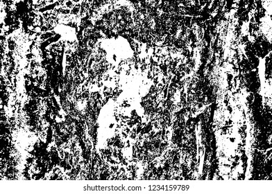 Grunge overlay layer. Abstract black and white vector background. Monochrome vintage surface with dirty pattern in cracks, spots, dots. Old wall in dark horror style design