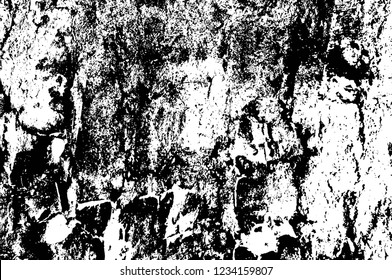 Grunge overlay layer. Abstract black and white vector background. Monochrome vintage surface with dirty pattern in cracks, spots, dots. Old wall in dark horror style design