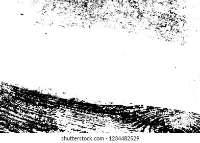 Grunge overlay layer. Abstract black and white vector background. Monochrome vintage surface with dirty pattern in cracks, spots, dots. Old wall in dark horror style design