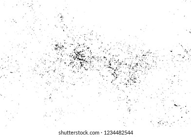 Grunge overlay layer. Abstract black and white vector background. Monochrome vintage surface with dirty pattern in cracks, spots, dots. Old wall in dark horror style design