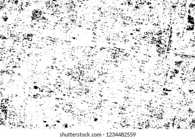 Grunge overlay layer. Abstract black and white vector background. Monochrome vintage surface with dirty pattern in cracks, spots, dots. Old wall in dark horror style design