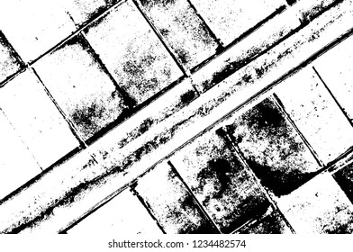Grunge overlay layer. Abstract black and white vector background. Monochrome vintage surface with dirty pattern in cracks, spots, dots. Old wall in dark horror style design