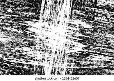 Grunge overlay layer. Abstract black and white vector background. Monochrome vintage surface with dirty pattern in cracks, spots, dots. Old wall in dark horror style design