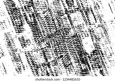 Grunge overlay layer. Abstract black and white vector background. Monochrome vintage surface with dirty pattern in cracks, spots, dots. Old wall in dark horror style design