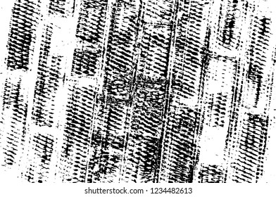 Grunge overlay layer. Abstract black and white vector background. Monochrome vintage surface with dirty pattern in cracks, spots, dots. Old wall in dark horror style design