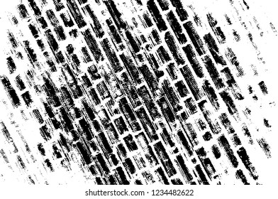 Grunge overlay layer. Abstract black and white vector background. Monochrome vintage surface with dirty pattern in cracks, spots, dots. Old wall in dark horror style design