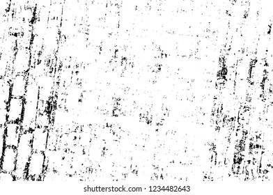 Grunge overlay layer. Abstract black and white vector background. Monochrome vintage surface with dirty pattern in cracks, spots, dots. Old wall in dark horror style design